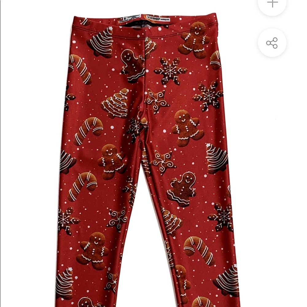 Goldsheep- red gingerbread party leggings